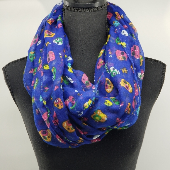 Sheer Colorful Skulls Infinity Scarf - Picture 2 of 7
